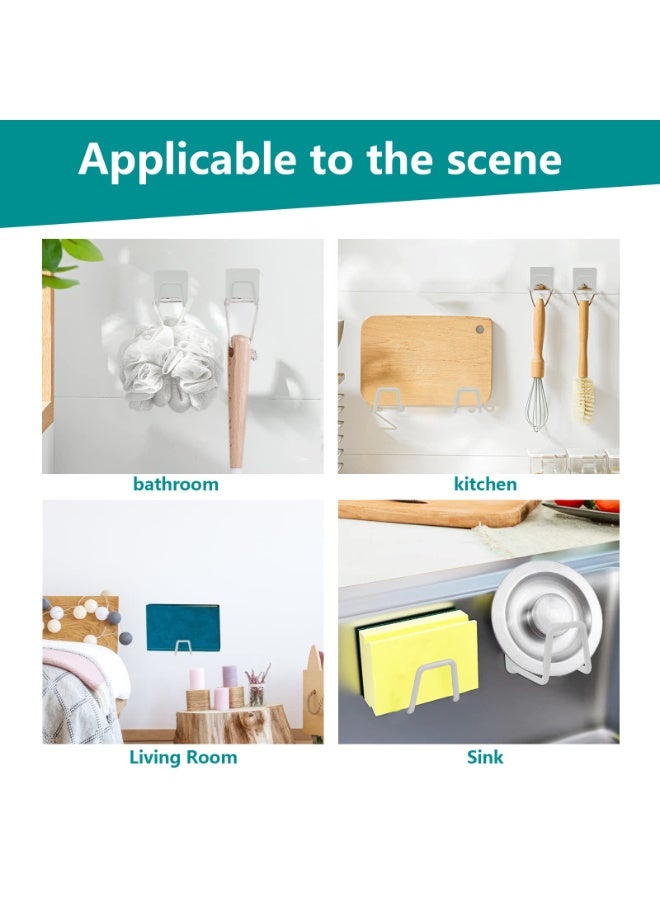 10PCS Stainless Steel Sticky Sponge Holder for Kitchen Sink, Adhesive Scrubber Hanger Organizer - Image 2