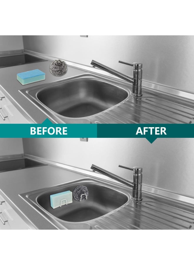 10PCS Stainless Steel Sticky Sponge Holder for Kitchen Sink, Adhesive Scrubber Hanger Organizer - Image 3