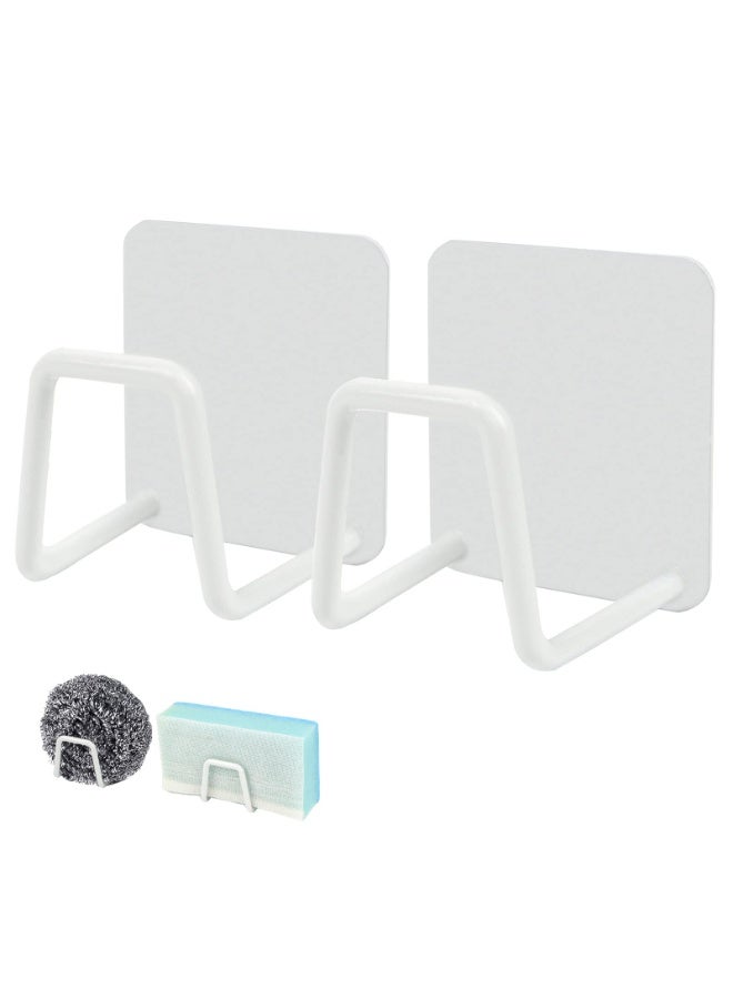 10PCS Stainless Steel Sticky Sponge Holder for Kitchen Sink, Adhesive Scrubber Hanger Organizer - Image 1