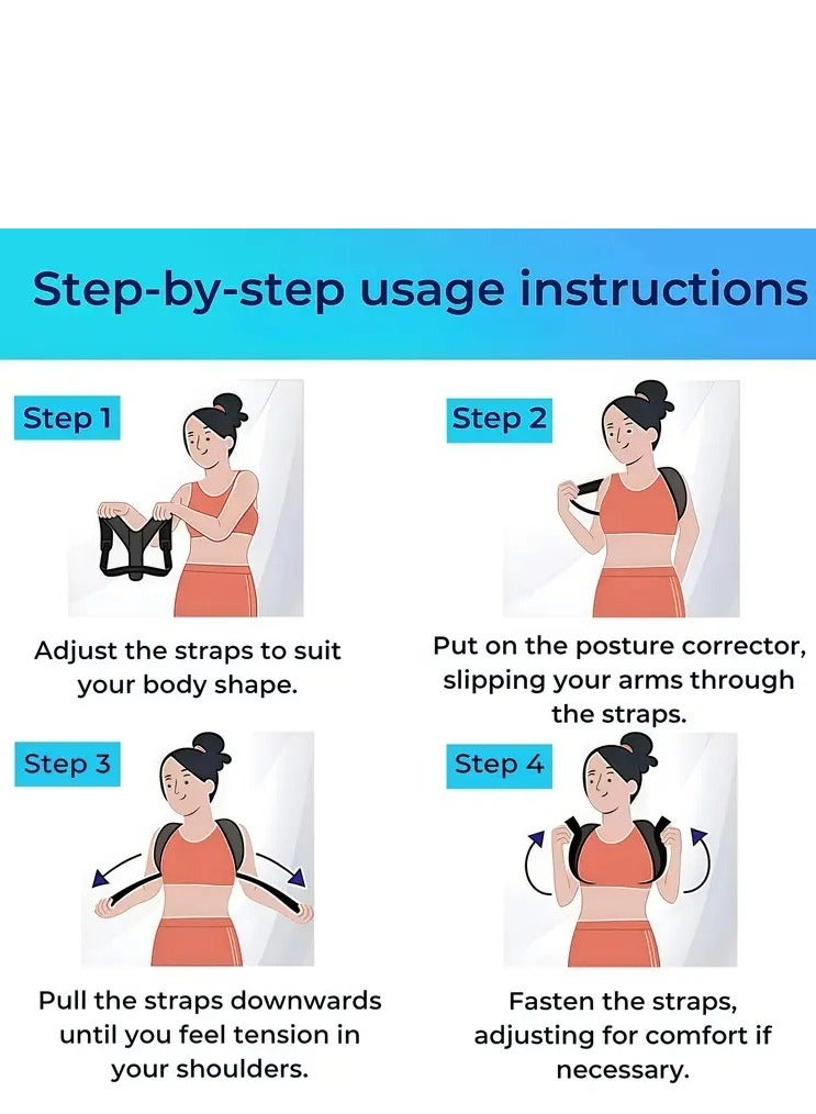 أيه بي جي مصحح وضعية الظهر للرجال والنساء - دعامة ظهر تقويمية قابلة للتعديل لمحاذاة العمود الفقري ودعم الكتف - حزام تقويم وضعية الجسم لتخفيف آلام الجزء العلوي والسفلي من الظهر - Image 4