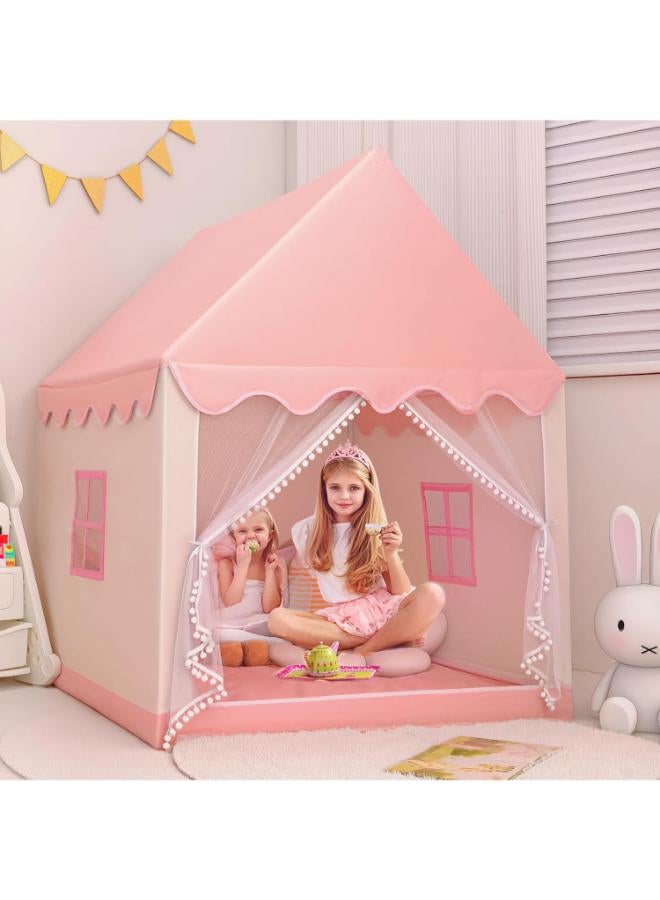 Children’s Princess Castle Play Tent with LED Star Lights - Image 1