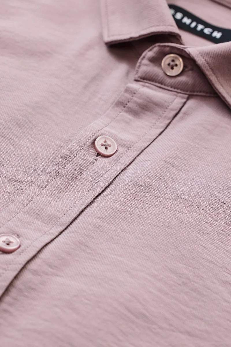 سنيتش Mauve Solid Long Sleeve Slim Fit Shirt
