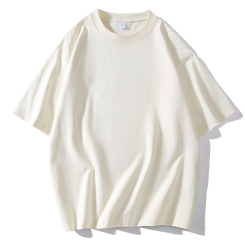 New Heavy Cotton Short-Sleeved T-Shirt Men'S And Women'S Summer Loose Casual T-Shirt Base Shirt Solid Color All-Match Trendy T-Shirt - Image 1
