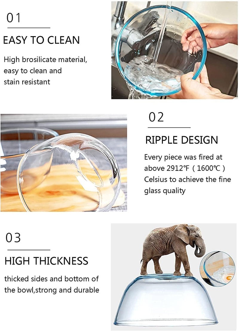 Femora Borosilicate Glass Mixing Bowl with Lid, 1 Pcs 2650ml, Serving Bowl, Kitchen, Oven & Microwave, Dishwasher and Freezer Safe, Scratch Resistant, Round, Transparent - Image 4