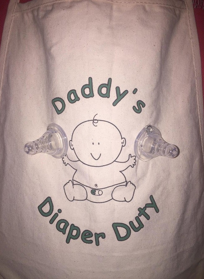 Genius Baby Toys The ORIGINAL Daddy's Diaper Duty Apron and New Dad Gag Gift with Bottle Nipples, Gloves, Mask, Clothespins  - Image 2