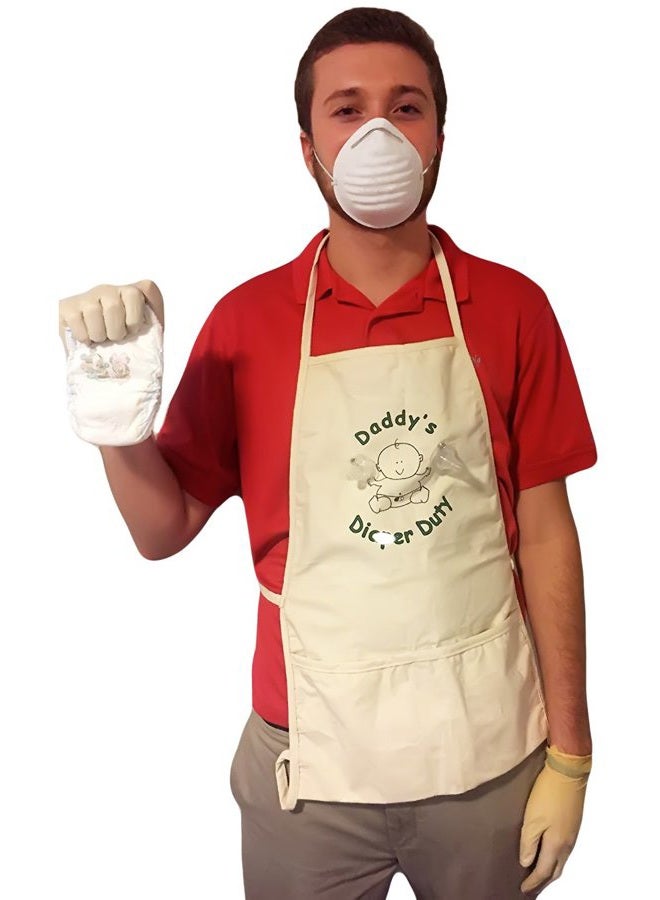 Genius Baby Toys The ORIGINAL Daddy's Diaper Duty Apron and New Dad Gag Gift with Bottle Nipples, Gloves, Mask, Clothespins  - Image 4