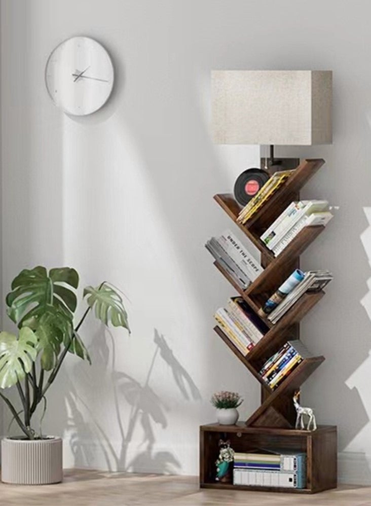 Kutis 1-Piece Creative Bookshelf Light Free-Standing Tree Bookcase Bookshelf Organizer Wood 14.96x7.87x57.87 Inch - Image 2