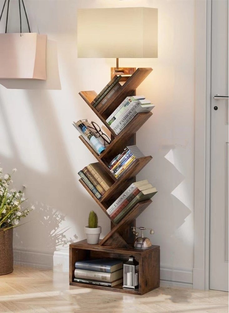 Kutis 1-Piece Creative Bookshelf Light Free-Standing Tree Bookcase Bookshelf Organizer Wood 14.96x7.87x57.87 Inch - Image 1