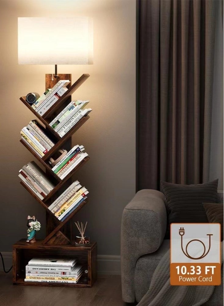 Kutis 1-Piece Creative Bookshelf Light Free-Standing Tree Bookcase Bookshelf Organizer Wood 14.96x7.87x57.87 Inch - Image 3
