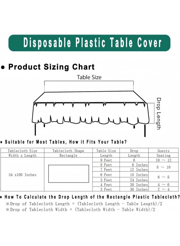 Anmi 4 Pack Disposable Tablecloths Plastic Rectangle Table Cloth Waterproof Decorative Table Cover for BBQ Party Wedding Indoor or Outdoor Use - Image 5