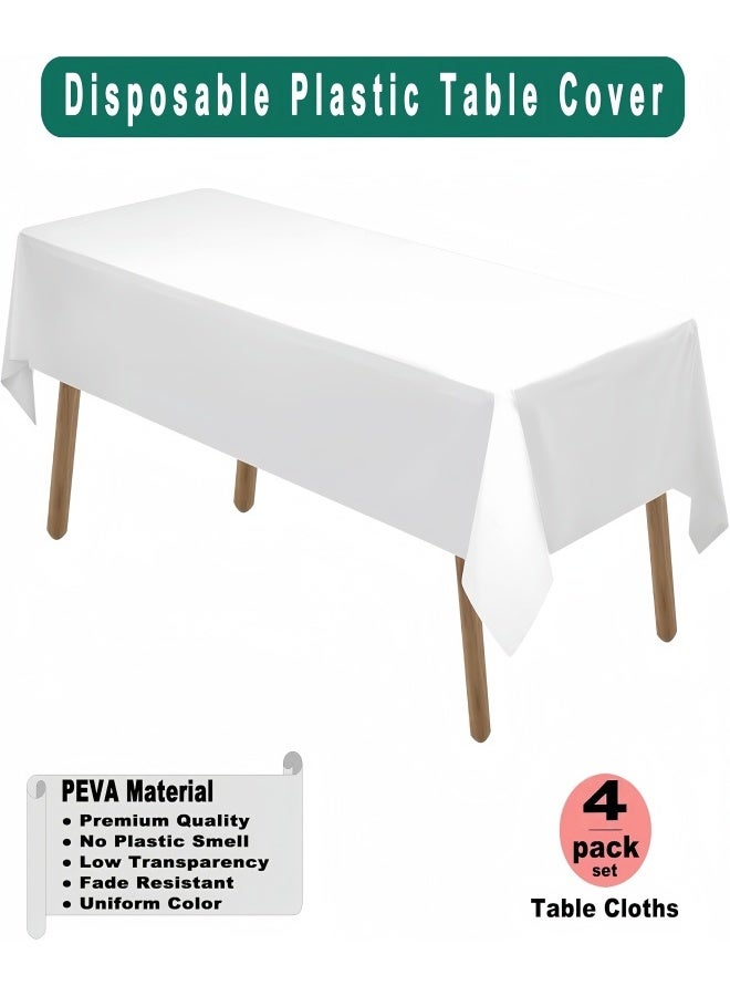 Anmi 4 Pack Disposable Tablecloths Plastic Rectangle Table Cloth Waterproof Decorative Table Cover for BBQ Party Wedding Indoor or Outdoor Use - Image 2
