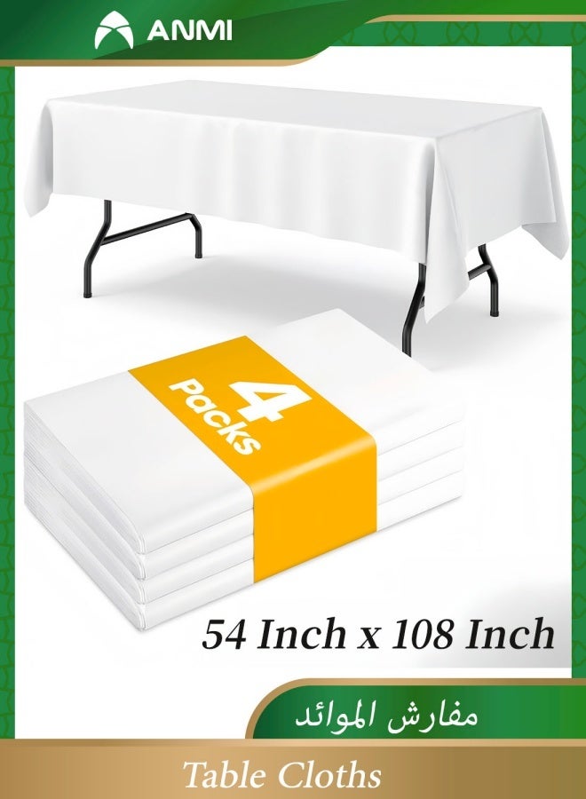 Anmi 4 Pack Disposable Tablecloths Plastic Rectangle Table Cloth Waterproof Decorative Table Cover for BBQ Party Wedding Indoor or Outdoor Use - Image 1