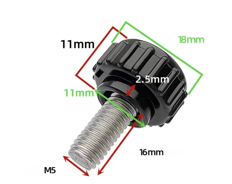 heyday M5x16mm 304 Stainless Steel Threaded Knurled Thumbscrew Screw on Knobs Grips Black Round Clamping Screw, Black(20 Pcs) - Image 2