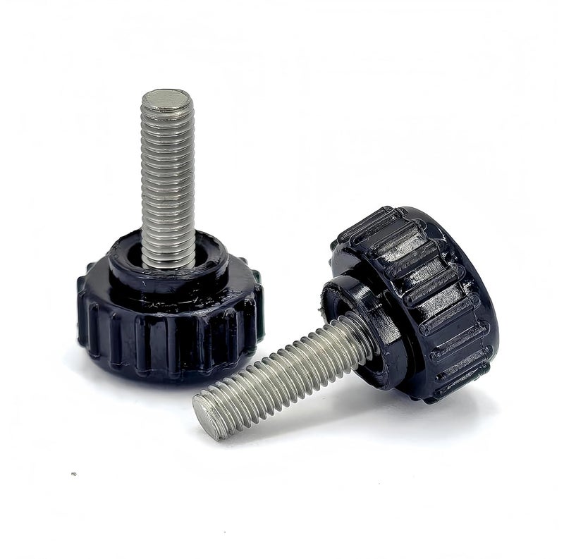 heyday M5x16mm 304 Stainless Steel Threaded Knurled Thumbscrew Screw on Knobs Grips Black Round Clamping Screw, Black(20 Pcs) - Image 1