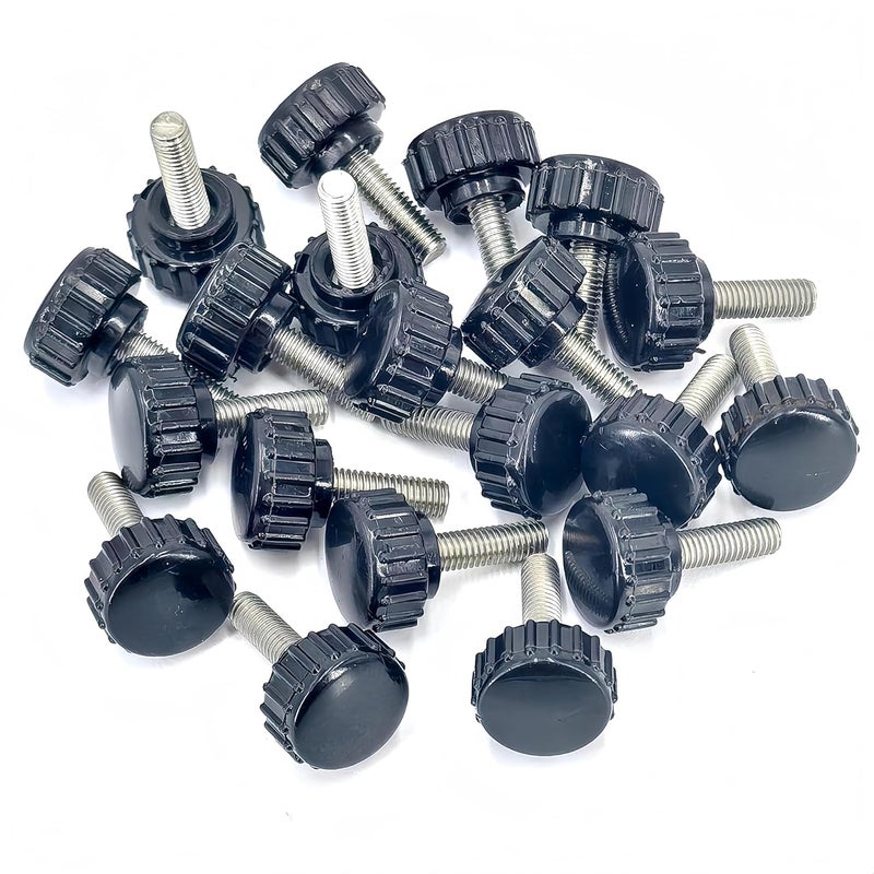 heyday M5x16mm 304 Stainless Steel Threaded Knurled Thumbscrew Screw on Knobs Grips Black Round Clamping Screw, Black(20 Pcs) - Image 4