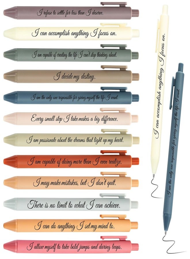 Funrous 48 Pcs Inspirational Pens Bulk Retractable Motivational Ballpoint Pens Positive Affirmation Gift for Staff Teacher Coworker Student Employee Appreciation School Office Home, 12 Style(Color 2) - Image 2