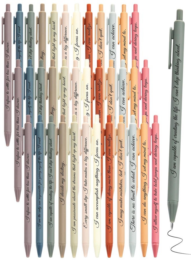 Funrous 48 Pcs Inspirational Pens Bulk Retractable Motivational Ballpoint Pens Positive Affirmation Gift for Staff Teacher Coworker Student Employee Appreciation School Office Home, 12 Style(Color 2) - Image 1