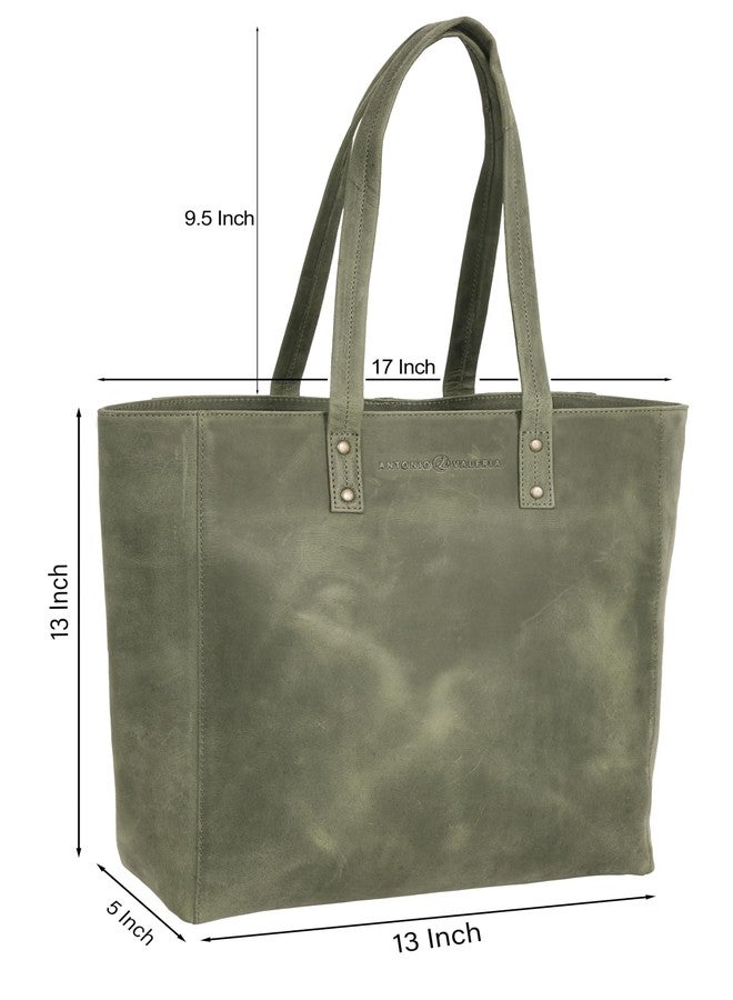 ANTONIO VALERIA Alexis Green Hunter Leather Tote/Top Handle Shoulder Bag for Women - Image 2