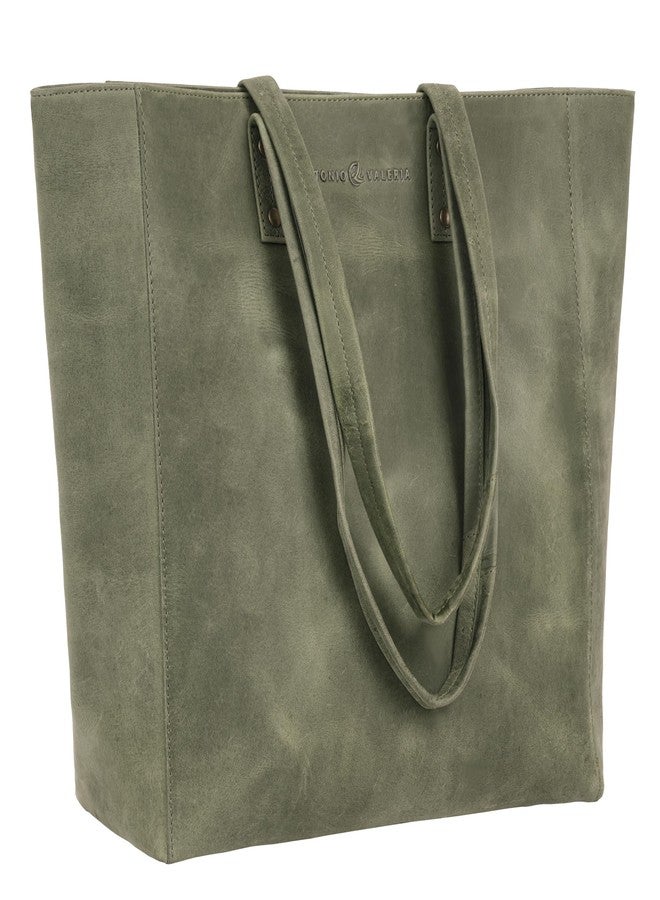 ANTONIO VALERIA Alexis Green Hunter Leather Tote/Top Handle Shoulder Bag for Women - Image 1