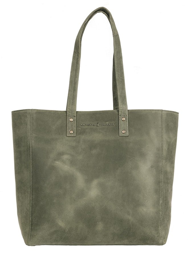 ANTONIO VALERIA Alexis Green Hunter Leather Tote/Top Handle Shoulder Bag for Women - Image 5