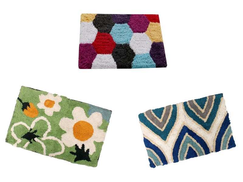 AAZEEM Abstract Cotton Door Rectangular Mat - 16"X24"|Green Color| - Image 1
