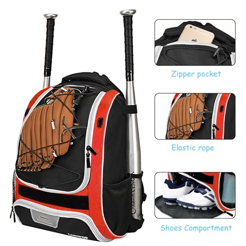 LARIPOP Youth Baseball Bat Backpack with Fence Hook, Separate Shoe Compartment, Waterproof Storage Bag for Bats, Helmet, Gloves, Cleats, Ideal for Baseball, Softball & T-Ball Players - Image 5