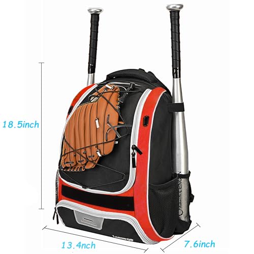 LARIPOP Youth Baseball Bat Backpack with Fence Hook, Separate Shoe Compartment, Waterproof Storage Bag for Bats, Helmet, Gloves, Cleats, Ideal for Baseball, Softball & T-Ball Players - Image 3