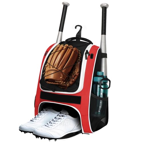 LARIPOP Youth Baseball Bat Backpack with Fence Hook, Separate Shoe Compartment, Waterproof Storage Bag for Bats, Helmet, Gloves, Cleats, Ideal for Baseball, Softball & T-Ball Players - Image 1