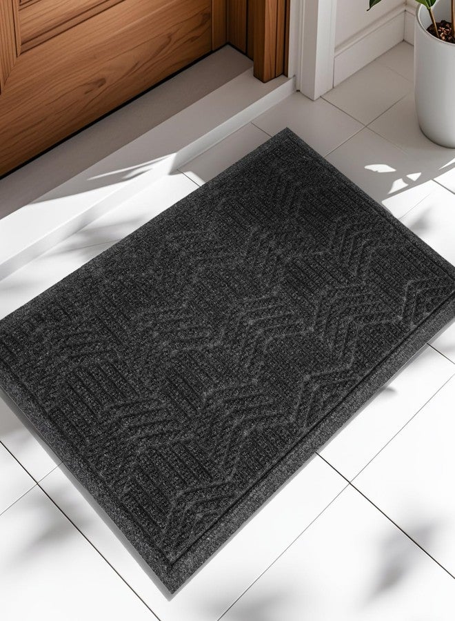 Mightree Outdoor Door Mat - Front Door Mat Outside Entrance, Muddy Dirt Resist Welcome Door Mats for Entryway, Muddy Shoes, Outside & Indoor 17"x29.5" Dark Grey - Image 1
