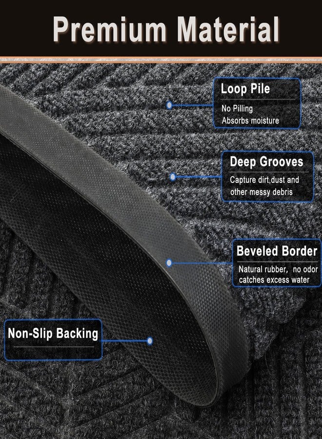 Mightree Outdoor Door Mat - Front Door Mat Outside Entrance, Muddy Dirt Resist Welcome Door Mats for Entryway, Muddy Shoes, Outside & Indoor 17"x29.5" Dark Grey - Image 4