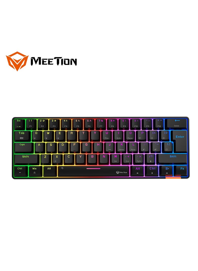 MEETION MK005BT Classic Style Dual Mode Bluetooth 60 Gaming Keyboard Ergonomic Design, Double Injection Processing, Mechanical Gaming Keyboard Black - Image 2