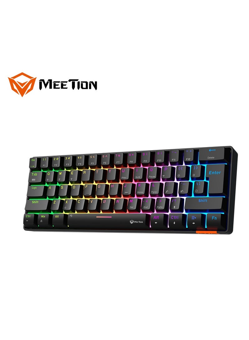 MEETION MK005BT Classic Style Dual Mode Bluetooth 60 Gaming Keyboard Ergonomic Design, Double Injection Processing, Mechanical Gaming Keyboard Black - Image 3