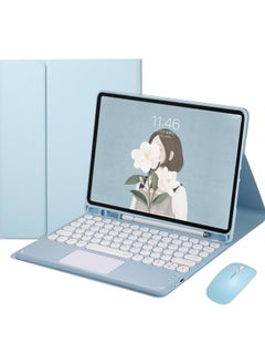 iPad 10th Generation Touchpad Keyboard Case Retro Round Key with Mouse Cute Color Keyboard with Trackpad Detachable Touch Keyboard iPad 10 10.9 inch Cover