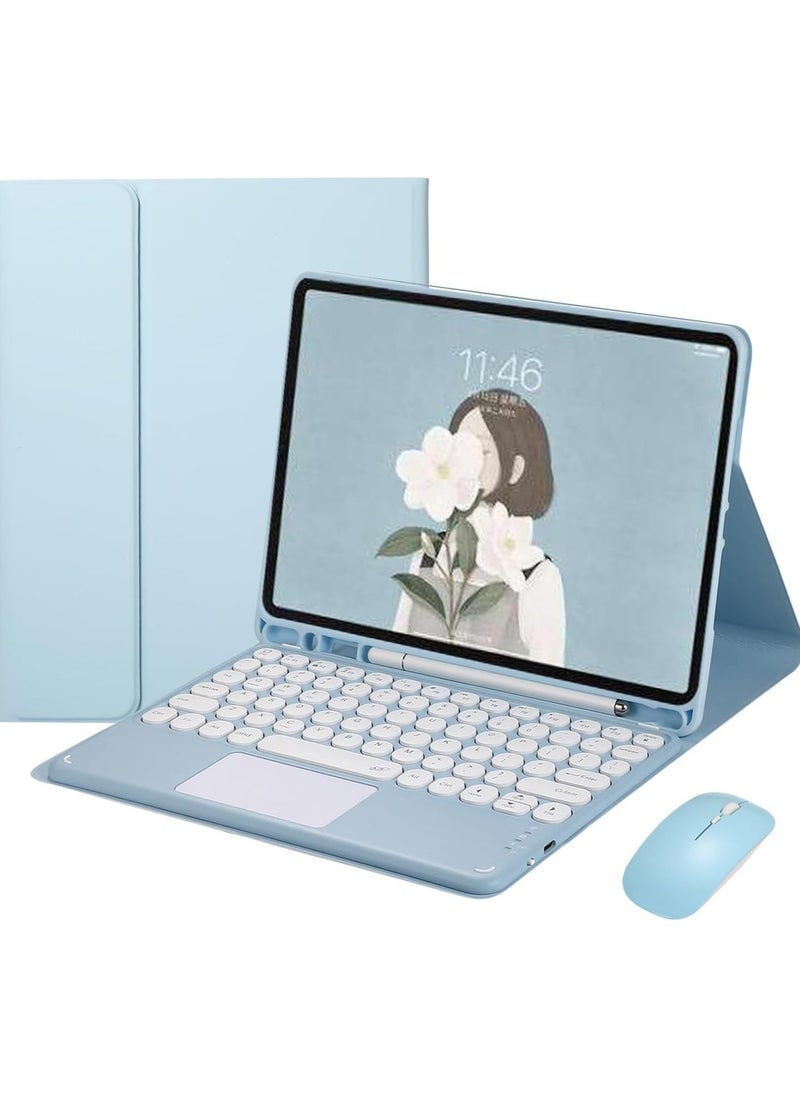 Generic - iPad 10th Generation Touchpad Keyboard Case Retro Round Key with Mouse Cute Color Keyboard with Trackpad Detachable Touch Keyboard iPad 10 10.9 inch Cover - Image 1