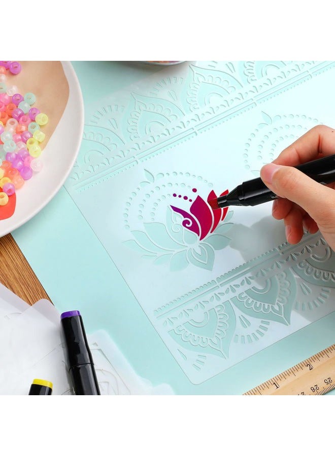 Outus 12 Pieces Large Mandala Stencil Reusable Mandala Painting Templates 8.3 x 11.7 Inch Floral Design Stencil Mandala Drawing Craft Stencil for DIY Wall, Tile, Furniture, Canva, Outdoor Indoor Decoration - Image 4