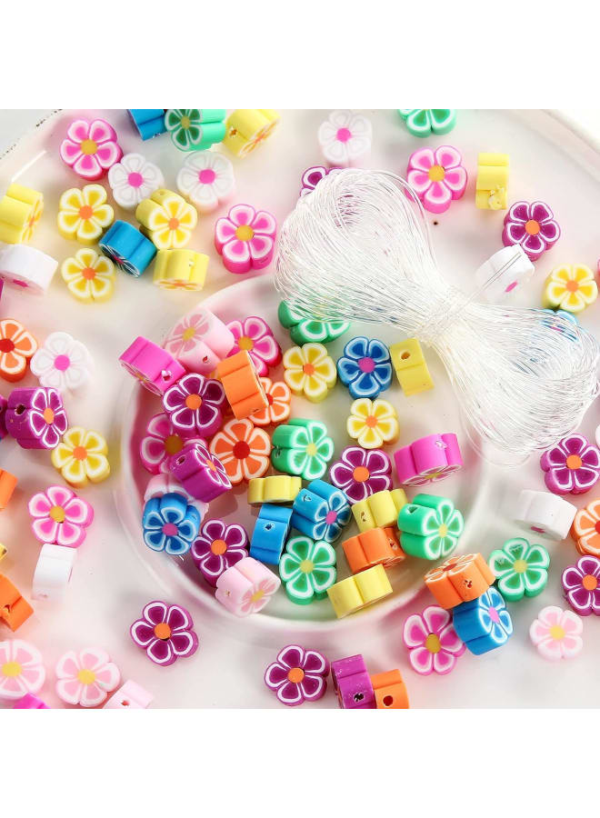 100 Pcs 10MM Flower Handmade Polymer Clay Beads, for Women Girls Jewelry Making DIY Charms Bracelet Necklace Hair Clip Accessories Handmade Craft (Flower) - Image 2