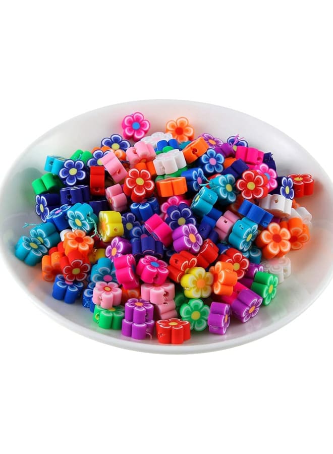 100 Pcs 10MM Flower Handmade Polymer Clay Beads, for Women Girls Jewelry Making DIY Charms Bracelet Necklace Hair Clip Accessories Handmade Craft (Flower) - Image 4