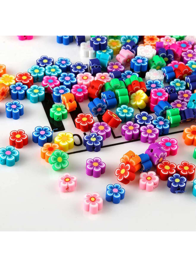 100 Pcs 10MM Flower Handmade Polymer Clay Beads, for Women Girls Jewelry Making DIY Charms Bracelet Necklace Hair Clip Accessories Handmade Craft (Flower) - Image 3