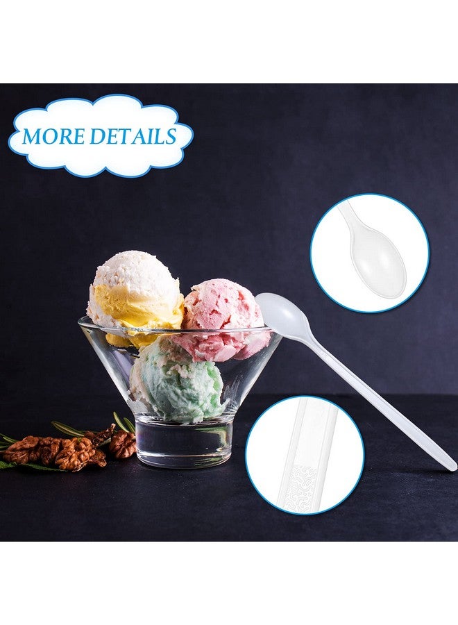 Romooa White Plastic Sundae Spoons Disposable Utensils Ice Cream Spoons Long Handle Spoon for Ice Cream, Milkshakes, Tea and Floats, Stirring Cocktails and Tall Iced Beverages (150 Pieces,18.4 cm/ 7.2 Inch) - Image 3
