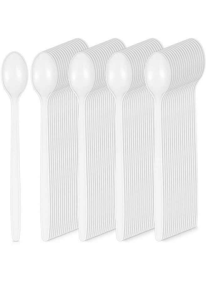 Romooa White Plastic Sundae Spoons Disposable Utensils Ice Cream Spoons Long Handle Spoon for Ice Cream, Milkshakes, Tea and Floats, Stirring Cocktails and Tall Iced Beverages (150 Pieces,18.4 cm/ 7.2 Inch) - Image 1