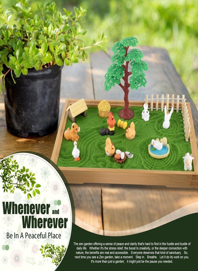 YSSPPOY 31 Pcs Zen Garden Kit for Desk, Mini Zen Sand Garden with Wooden Tray & Rake, Japanese Gift Set for Home, Office Desk Decor - Image 3