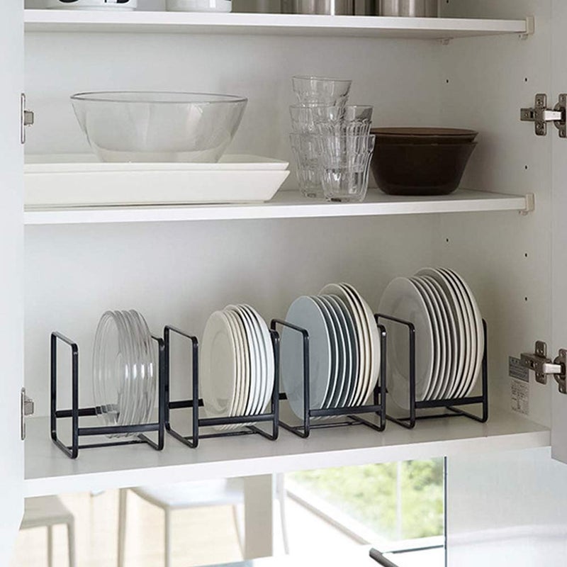 MINGFANITY 2PCS Plate Holders Organizer, Metal Dish Storage Dying Display Rack for Cabinet, Counter and Cupboard - Black - Image 4