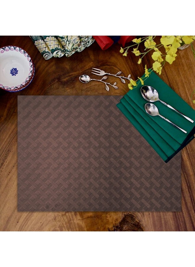 ElastPro مجموعة 6 حصائر إليست برو مقاومة للحرارة، حصائر مقاومة للبقع وقابلة للغسل، حصائر لطاولة الطعام والثلاجة (نمط مائل، بني قهوة) - Image 4