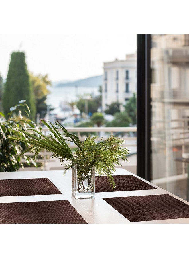 ElastPro مجموعة 6 حصائر إليست برو مقاومة للحرارة، حصائر مقاومة للبقع وقابلة للغسل، حصائر لطاولة الطعام والثلاجة (نمط مائل، بني قهوة) - Image 3