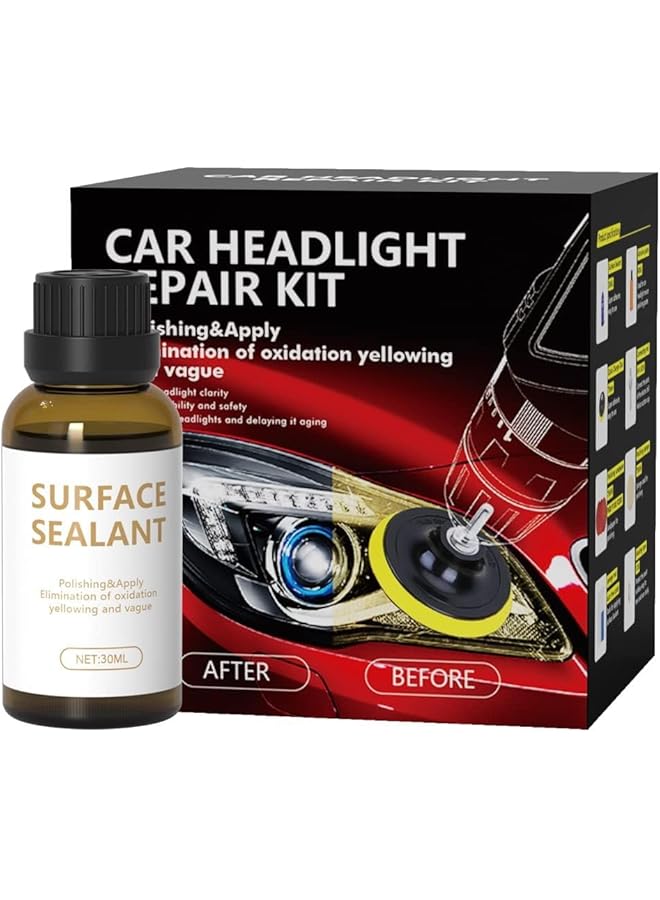 Khazna Headlight Restoration Kit, Automotive Headlight Cleaner And Restorer Kit With Clear Coat, Car Headlight Lens Restoration Kit To Remove Yellowing, Haze, Oxidation For Taillights, Foglights  - Image 1