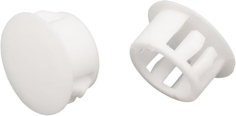 Alamic Hole Plugs 5/8" Plastic Flush Type Hole Plugs for Hole Snap in Locking Hole Tube Screw Caps Drilling Cover Plugs Fastener Covers for Kitchen Cabinet Furniture Black 50 Pack - White - Image 3