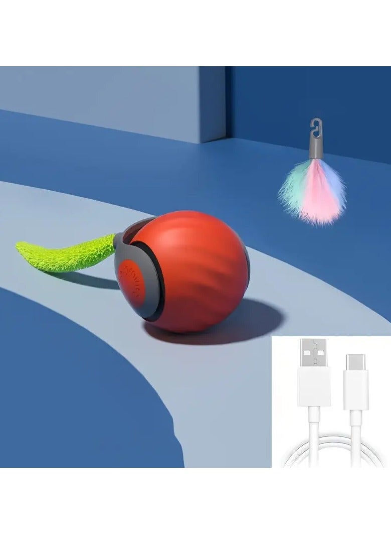 Goolsky Interactive Cat Teaser Toy, Rechargeable Silicone Ball with USB Charging, Striped Pattern, Includes Multiple Accessories & Replaceable Tail, Suitable for All Breeds, 36V Max Voltage - Image 1