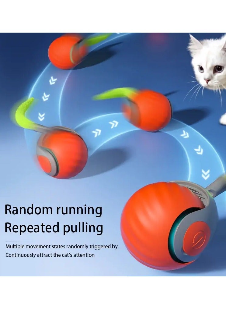 Goolsky Interactive Cat Teaser Toy, Rechargeable Silicone Ball with USB Charging, Striped Pattern, Includes Multiple Accessories & Replaceable Tail, Suitable for All Breeds, 36V Max Voltage - Image 4