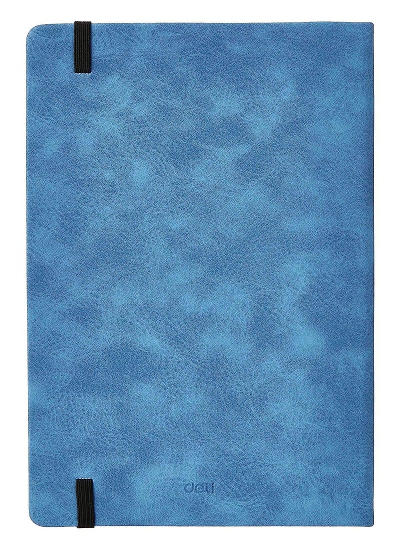 Deli - A5 Size Hard Leather Cover Executive Notebook With Elastic Closure 80 Sheets Blue - Image 1