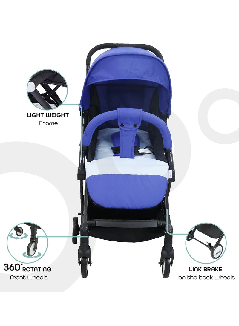 Moon Compact Stroller – Fold, Cabin-Approved, Air Travel Friendly, Lightweight, Easy Carry, for 0–3Y (0–18kg) – Royal Blue - Image 3
